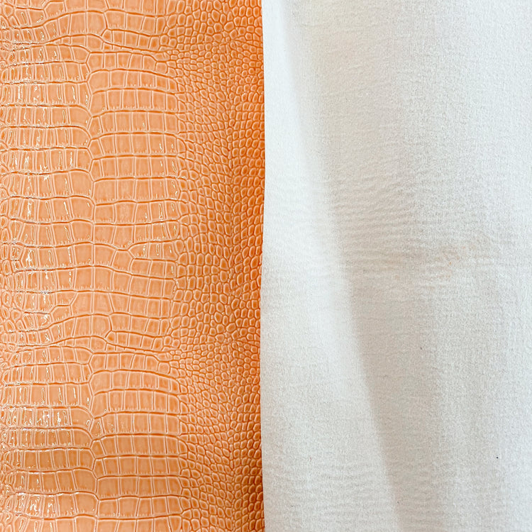 Patent Crocodile Faux Leather - Small Pattern - Peach