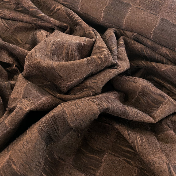 Checkerboard Yarn Float Linen Cotton Blend - Saddle Brown