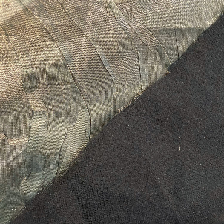 Bonded Sheer Foiled Creased Chiffon - Gold/Black