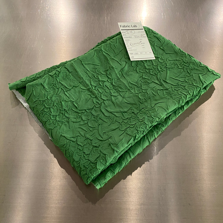(Remnant) Organic Petal-Creased Chiffon - Bonded - Sea Green - 0.9m