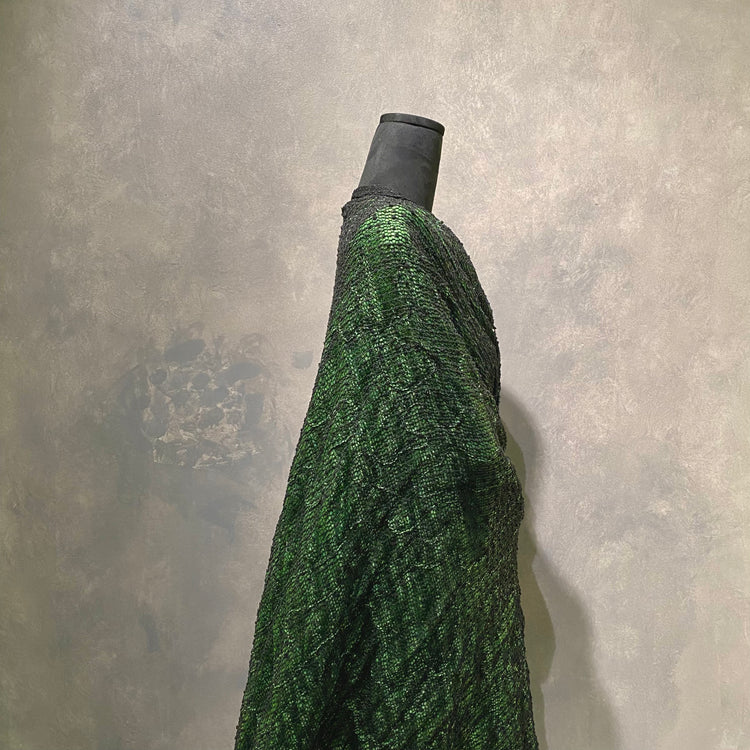 Boucle Knit Squiggle Appliqué Backing - Black/Green