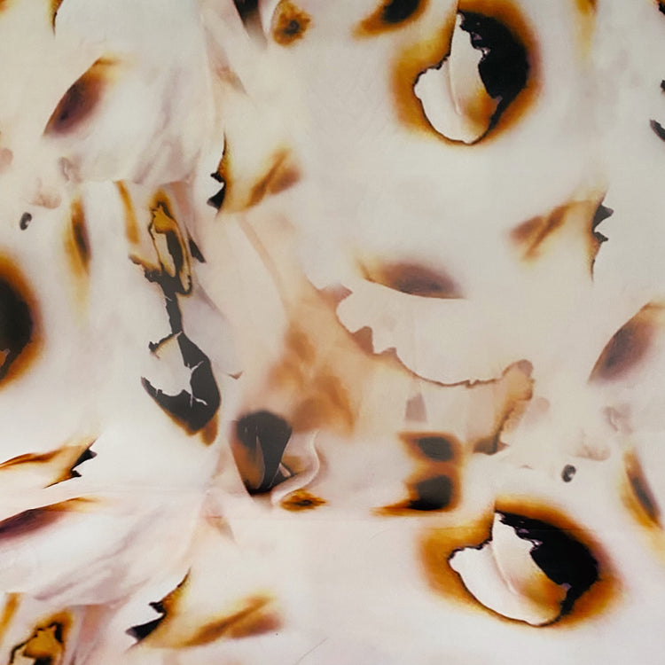 Burnt Paper Print Crepe de Chine - White/Orange