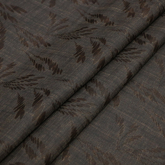 Leaf Spray Chambray Damask - Dark Saddle Brown