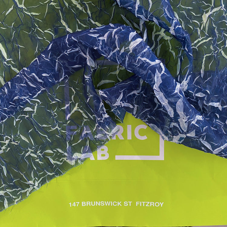 Pliage Creased Plisse Chiffon - Midnight Blue / White