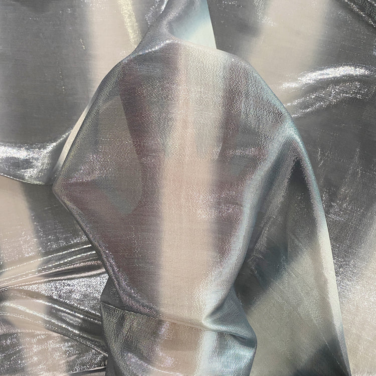 Faded Stripe Silk Lurex Chiffon - Silver / Beige