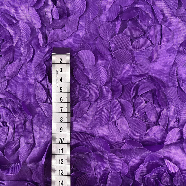 Satin Appliqué 3D Flowers - Royal Purple.