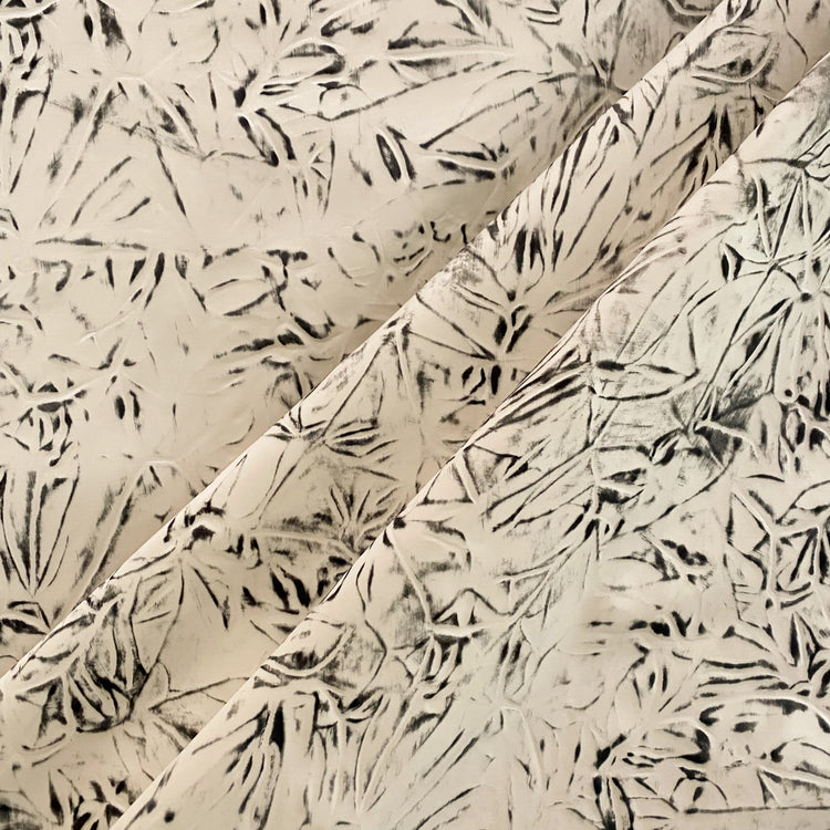 Burnished Bonded Embossed Taffeta - Cornsilk / Black