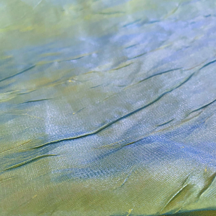 Creased Shot Twill Taffeta - Metallic Blue / Yellow Green