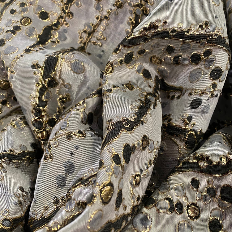 Abstract Kelp Forest & Air Bubble Brocade - White Smoke/Black