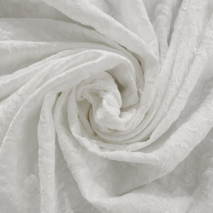 Raised Rose Jacquard - White
