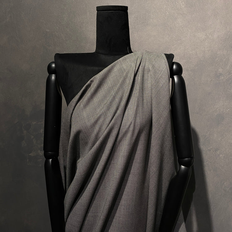 Australian Merino Worsted Wool Gabardine - Birdseye - Black / White