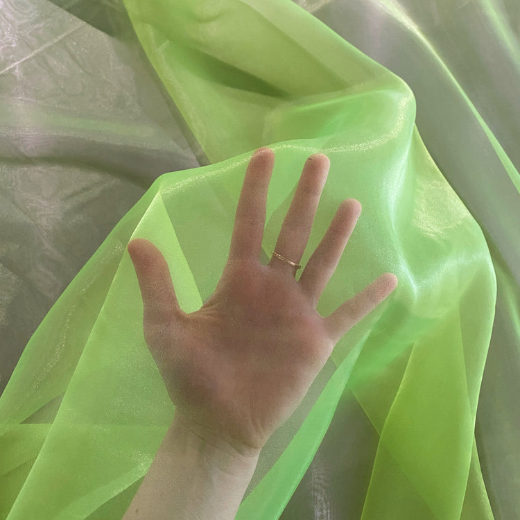 Liquid Shimmer Organza - Neon Lime