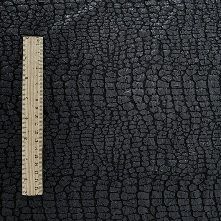 Crocodile Crinkle Textured Cloqué - Black