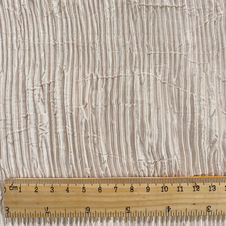 Crushed Striped Plisse Satin - Blush White