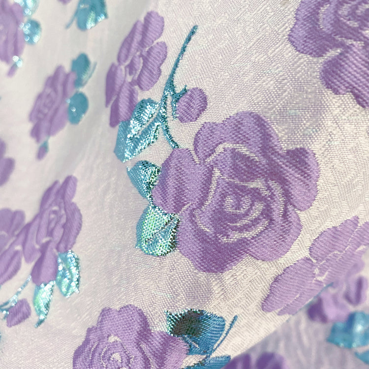 Floral Vine Poly/Lurex/Nylon Brocade - Purple/Turquoise