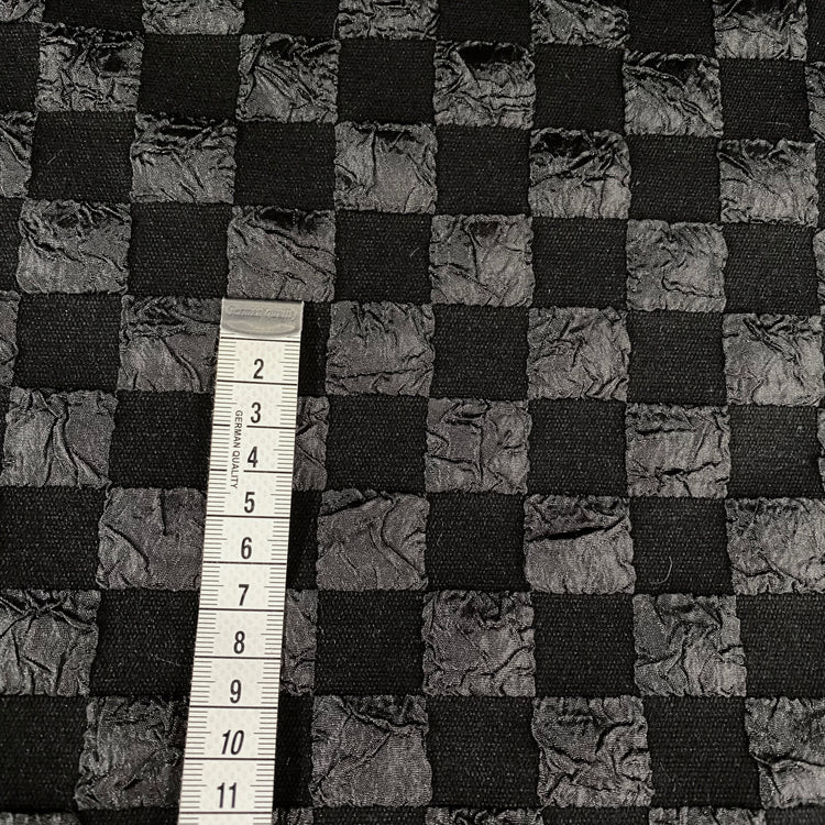 Stretch Checkered Double Weave - Black