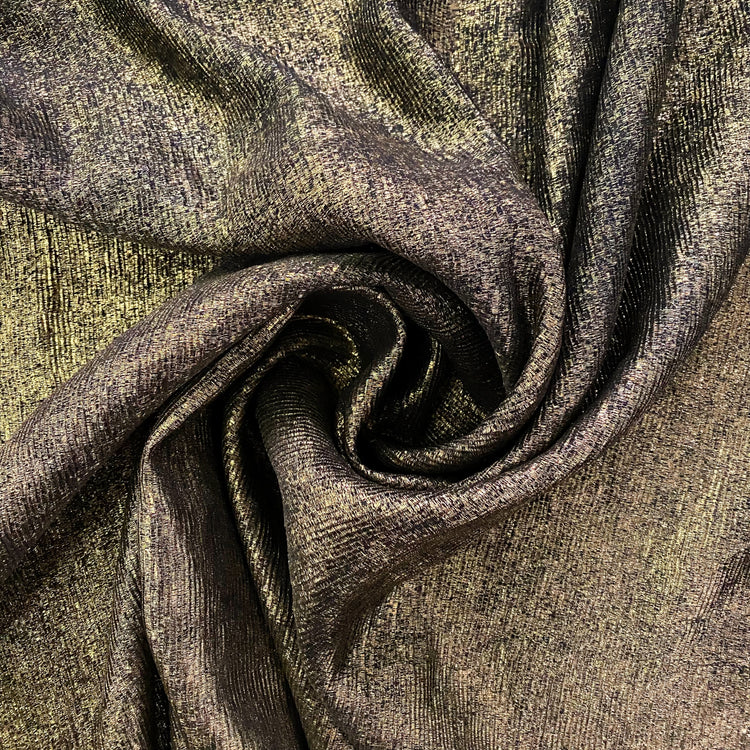 Metallic Ribbed Sateen - Black/Gold
