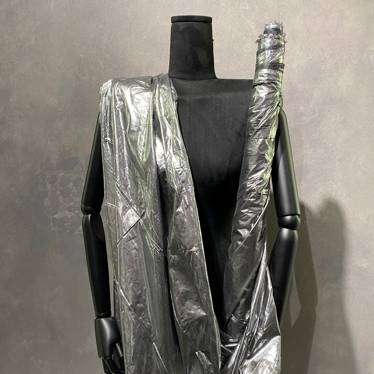 Metallic Foil Tissue Organza - Silver / Black