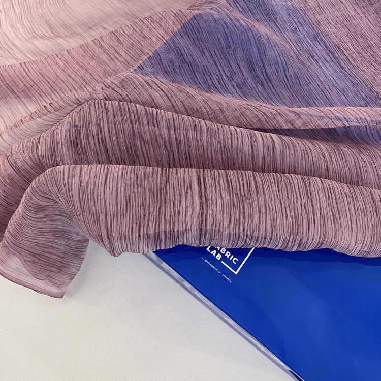 Crinkled Sheer Silk Chiffon - Mulberry Tonal