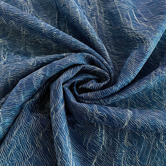 Pliage Creased Plisse Chiffon - Dark Blue /White