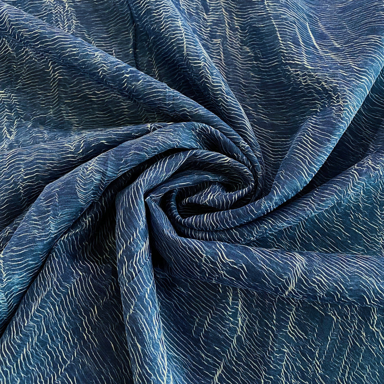 Pliage Creased Plisse Chiffon - Dark Blue /White