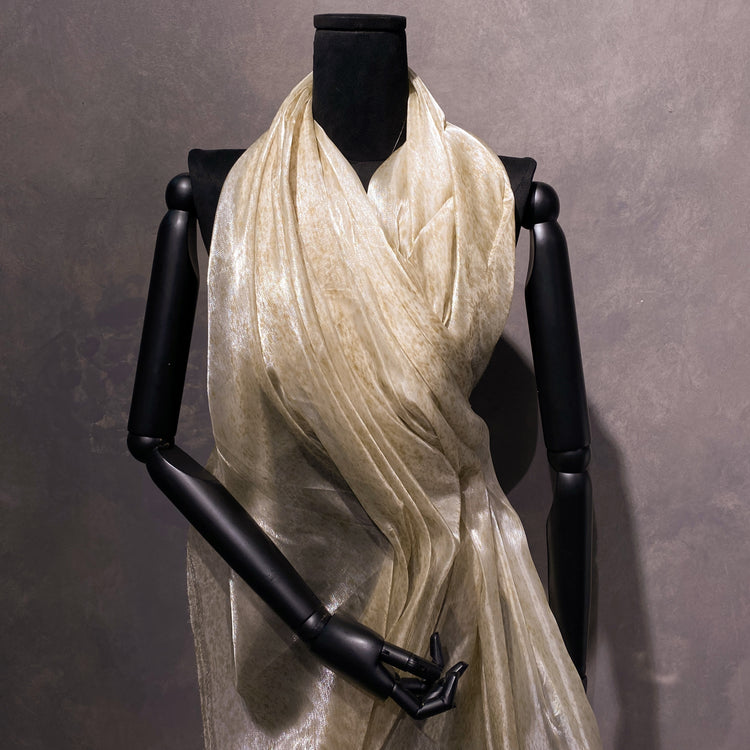 Speckle Stained Shimmer Organza - Antique White / Tan