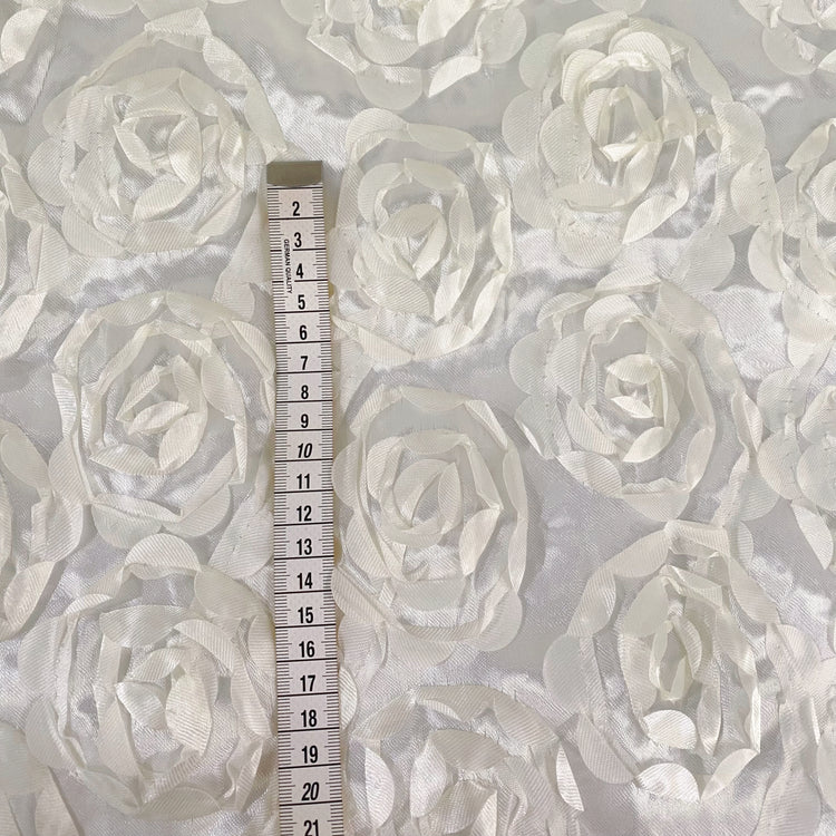 3D Rose Satin - White