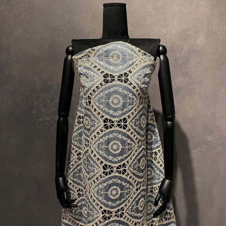 Bohemian Crochet Embroidered Satin - Steel Blue