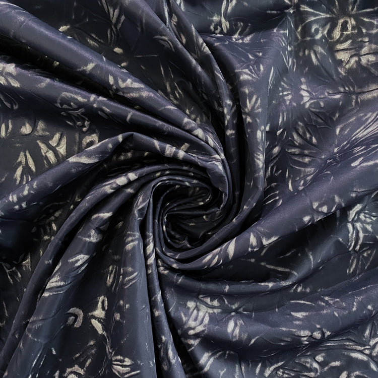 Burnished Bonded Cloqué Taffeta - Navy/Silver