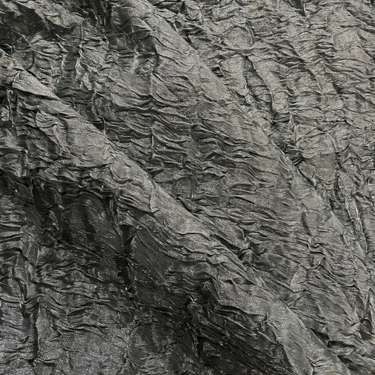 Bonded Plisse Metallic Satin - Dark Silver Grey