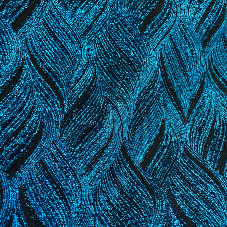 Ocean Waves Brocade - Teal/Navy