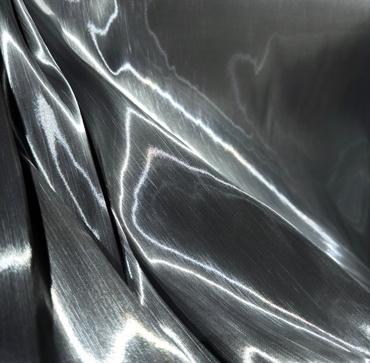 Fabric Lab Exclusive - Satin Backed Liquid Shimmer - Gunmetal