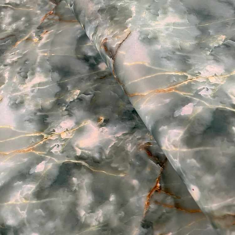 PVC - Gold Leaf Marble Print - Aquamarine