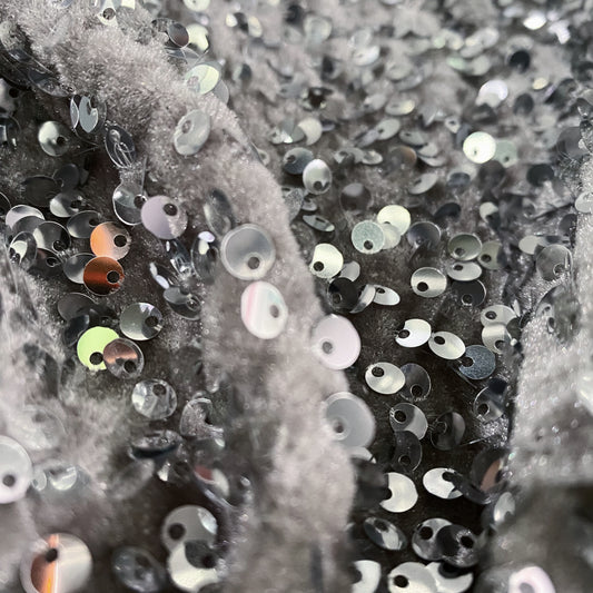 Sequinned Velour - Dove Grey/Silver