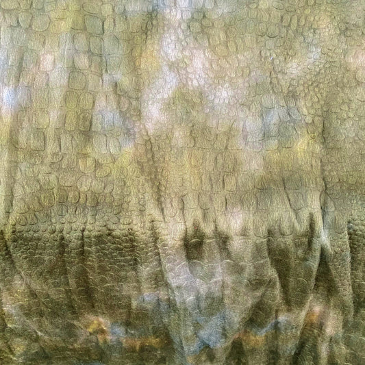 Knitted - Short Cut Pile - Embossed Crocodile Print - Khaki