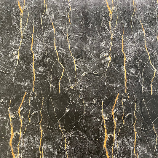 PVC - Gold Leaf Marble Print - Dark Grey/Gold