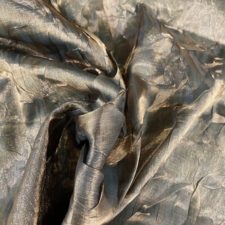 Bonded Sheer Foiled Creased Chiffon - Gold/Black