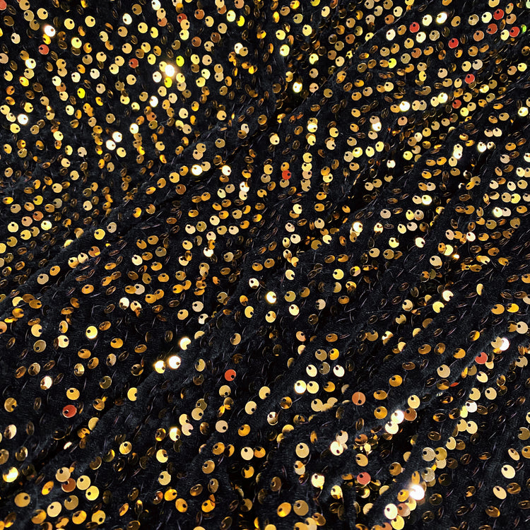 Sequinned Velour - Black/Gold