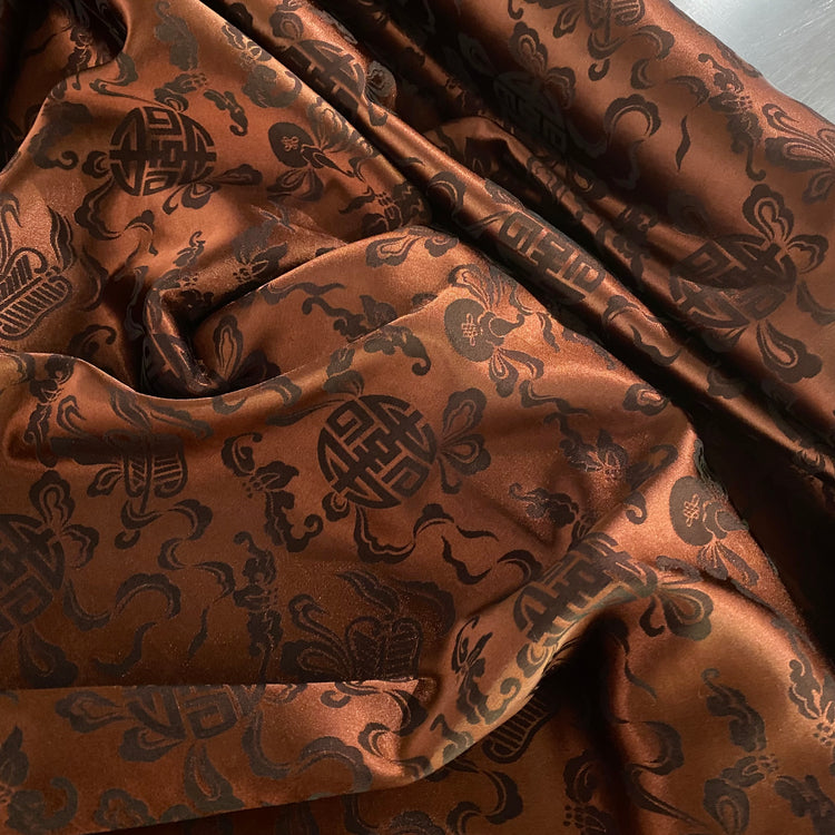 Feng Shui Satin Jacquard - Burnt Umber / Dark Brown