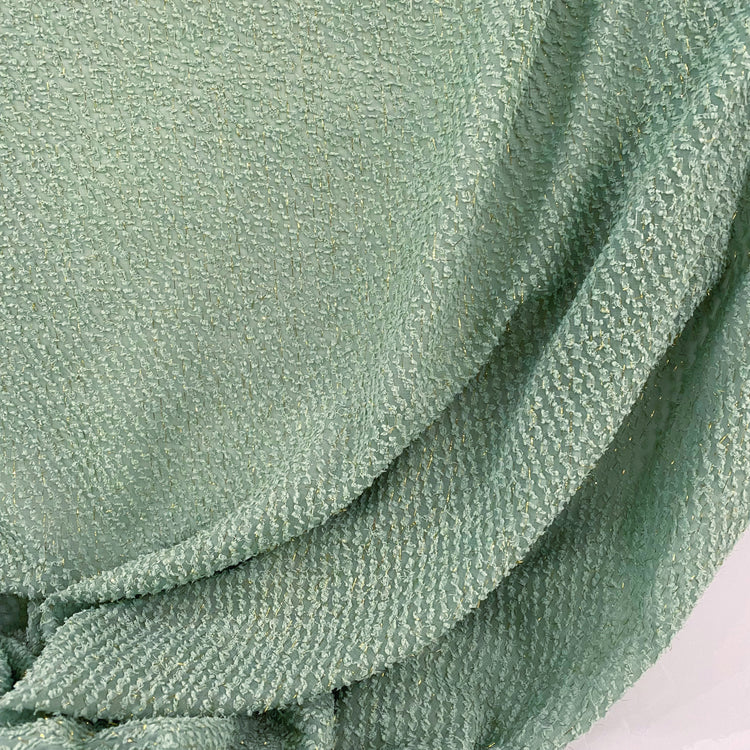 Cut Pile Chiffon - Pale Green/Metallic