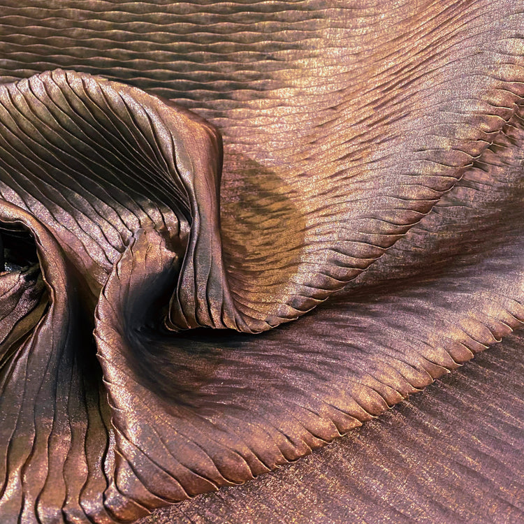 Metallic Wavy Plisse Twill - Bronze