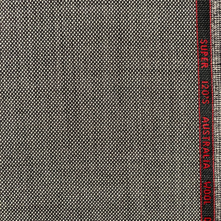 Australian Merino Worsted Wool Gabardine - Birdseye - Black / White