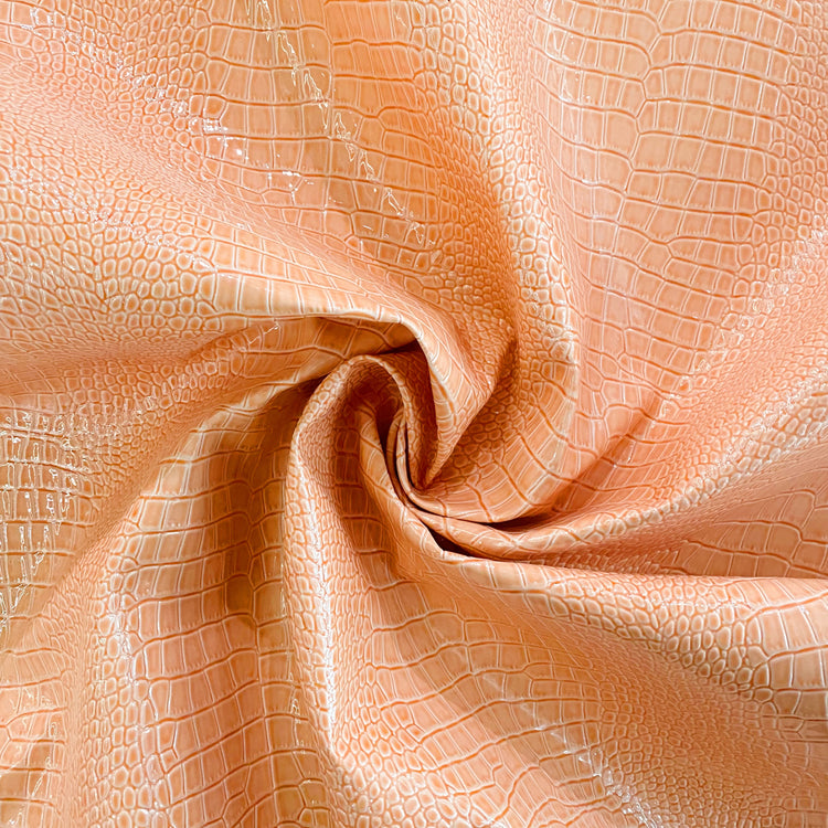 Patent Crocodile Faux Leather - Small Pattern - Peach