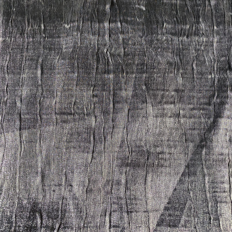 Bonded Crinkled Satin - Metallic Warp - Silver Grey