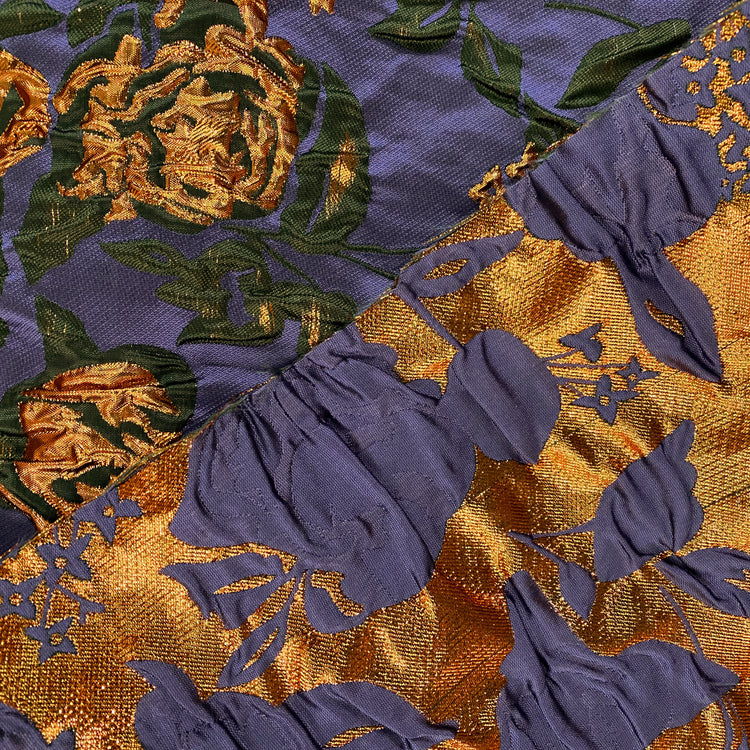 Raised Rose Vine Brocade - Metallic - Medium Orchid/Copper