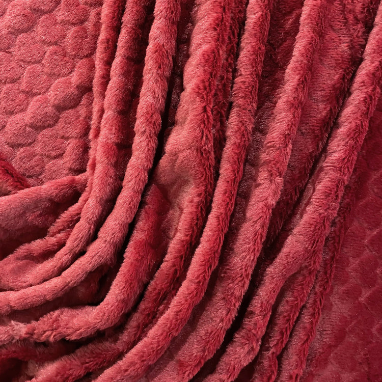 Heart Scaled Faux Fur - Short Pile - Red