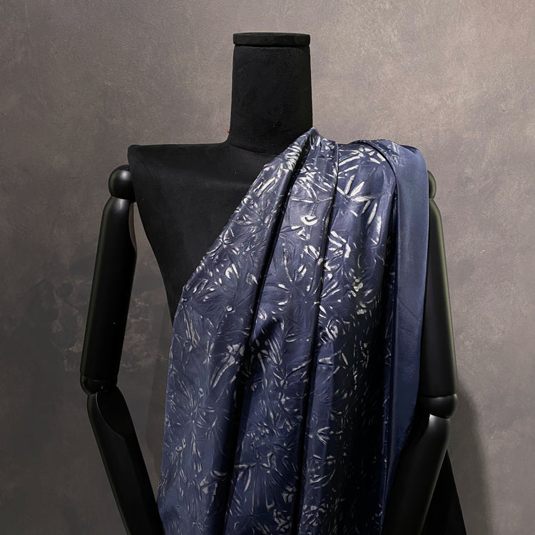 Burnished Bonded Cloqué Taffeta - Navy/Silver