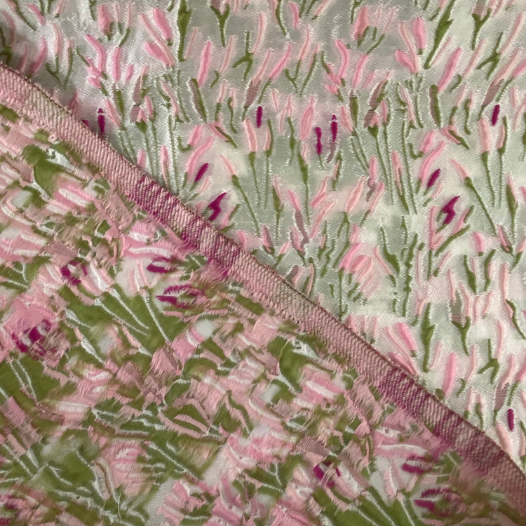 Bulrush Flower Jacquard - Spring Green/Pink