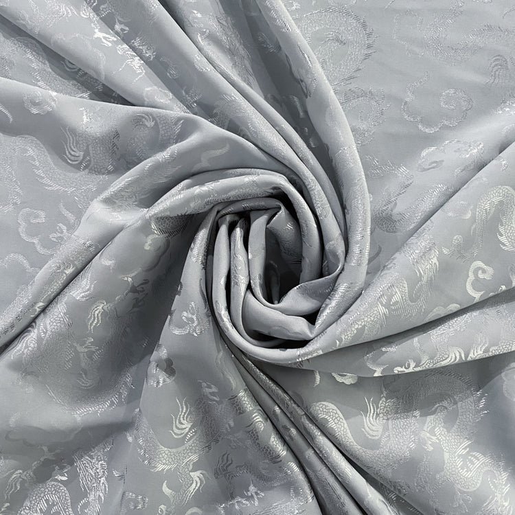 Dragon Satin Damask - Light Grey