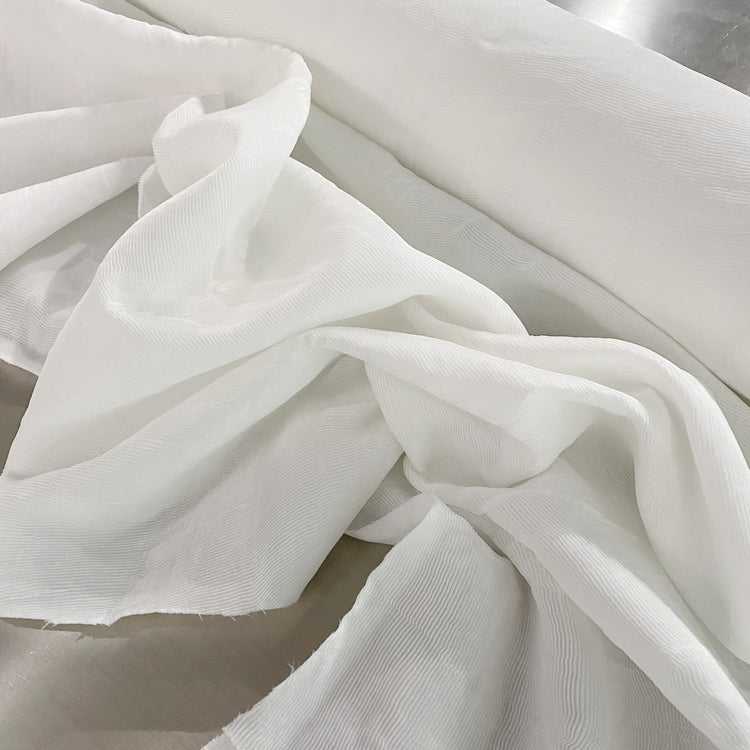 Soft Crumpled Bonded Plisse Organza - White